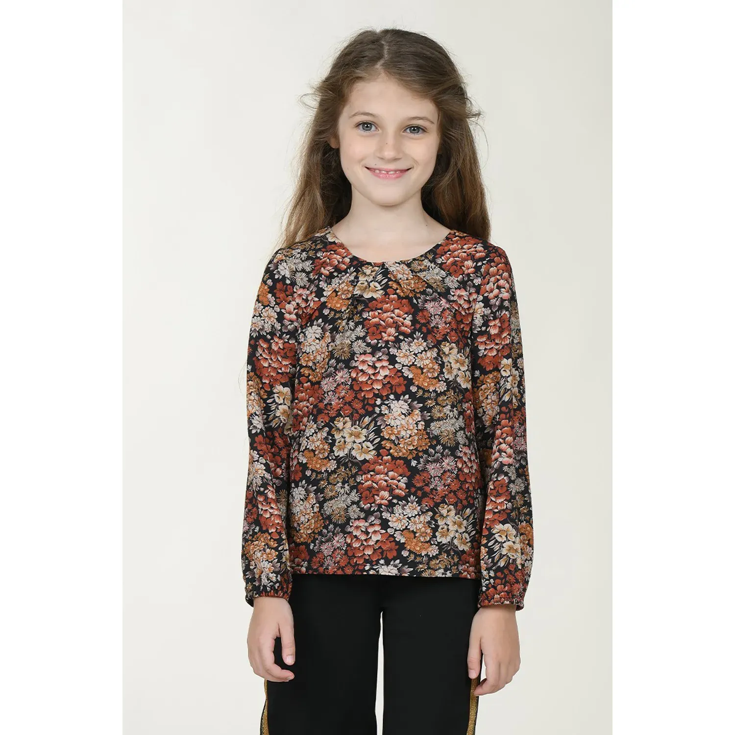 BLOUSE BLACK FLOWER PRINT / R107DA20
