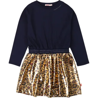 DRESS NAVY & GOLD CHEETAH PRINT SKIRT / 12588