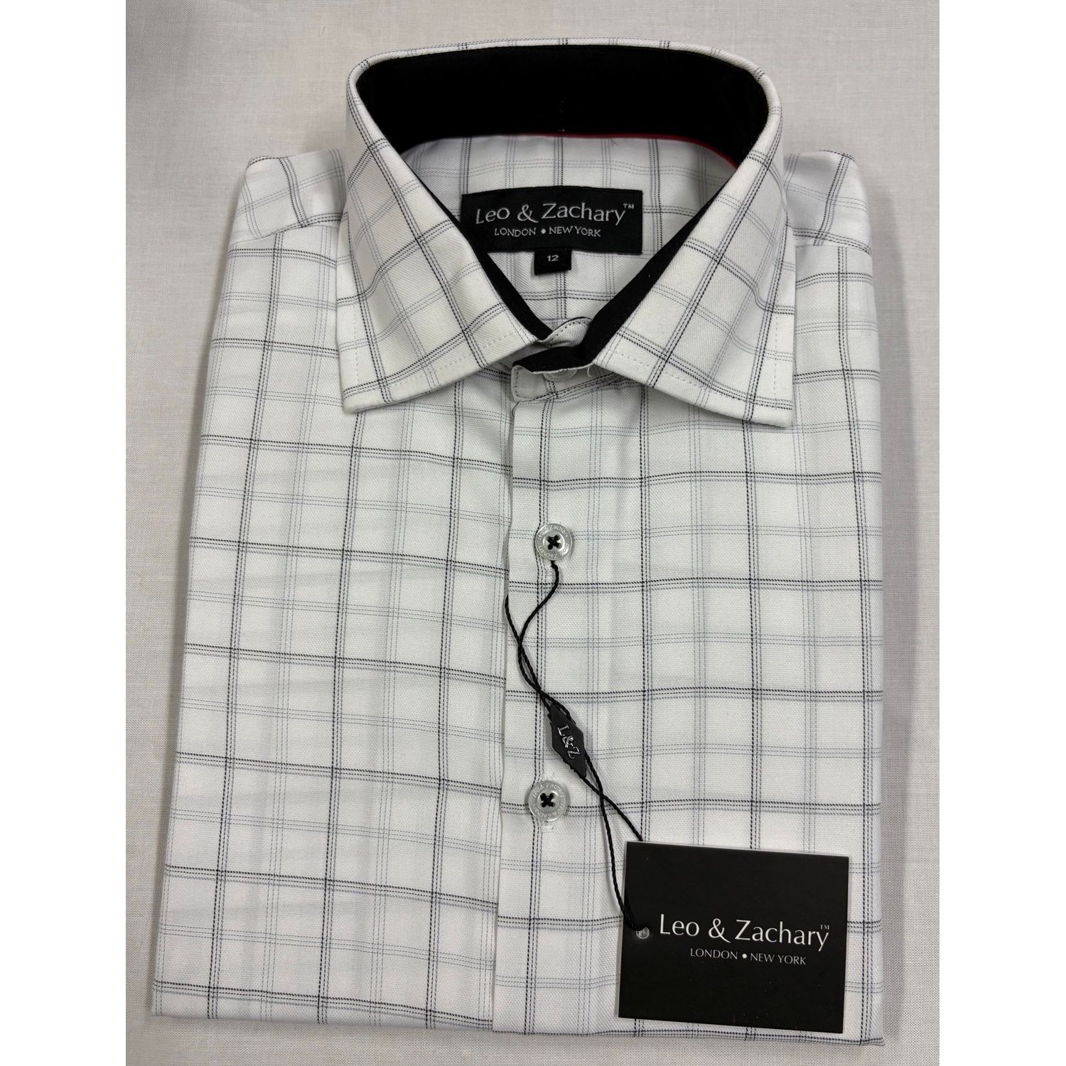 SHIRT WHITE BLACK STITCHED CHECK / 5856