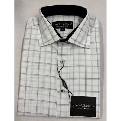 SHIRT WHITE BLACK STITCHED CHECK / 5856