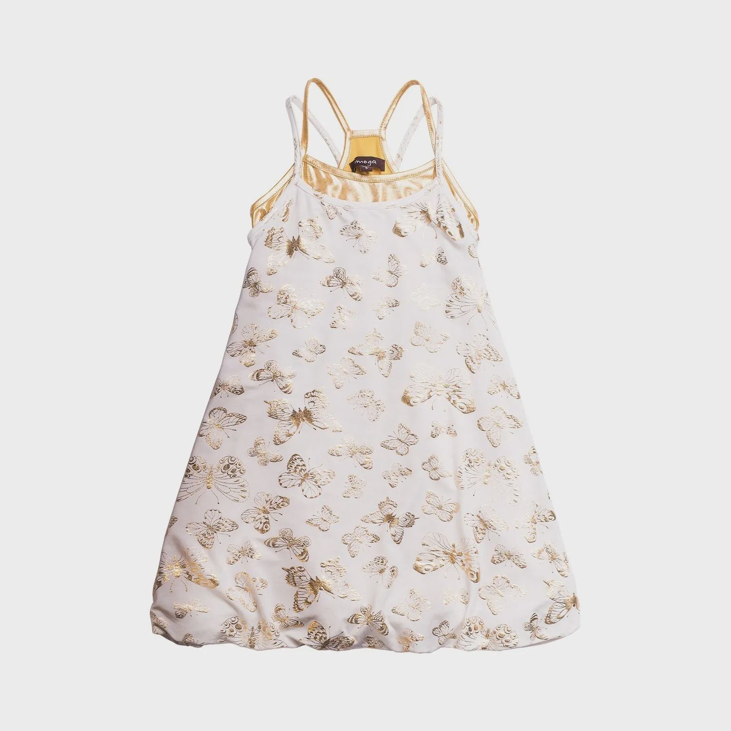 DRESS CREAM GOLD BUTTERFLY PRINT SPAGHETTI STRAPS / STEPHY