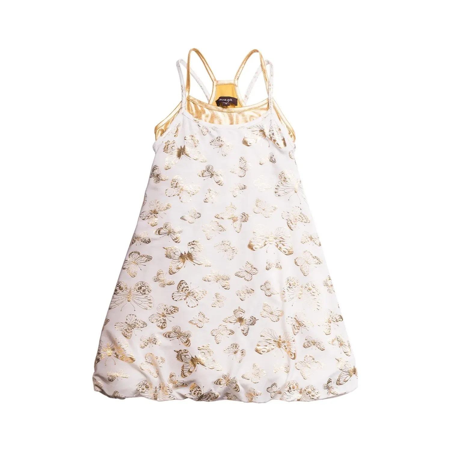 DRESS CREAM GOLD BUTTERFLY PRINT SPAGHETTI STRAPS / STEPHY