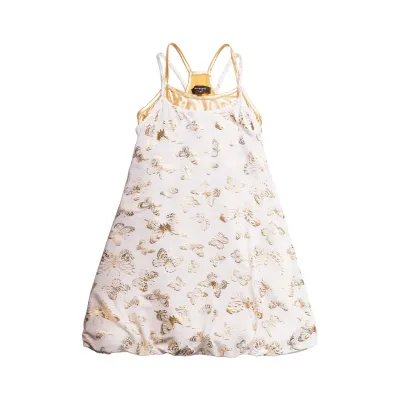 DRESS CREAM GOLD BUTTERFLY PRINT SPAGHETTI STRAPS / STEPHY DRESS CREAM GOLD BUTTERFLY PRINT SPAGHETTI STRAPS / STEPHY