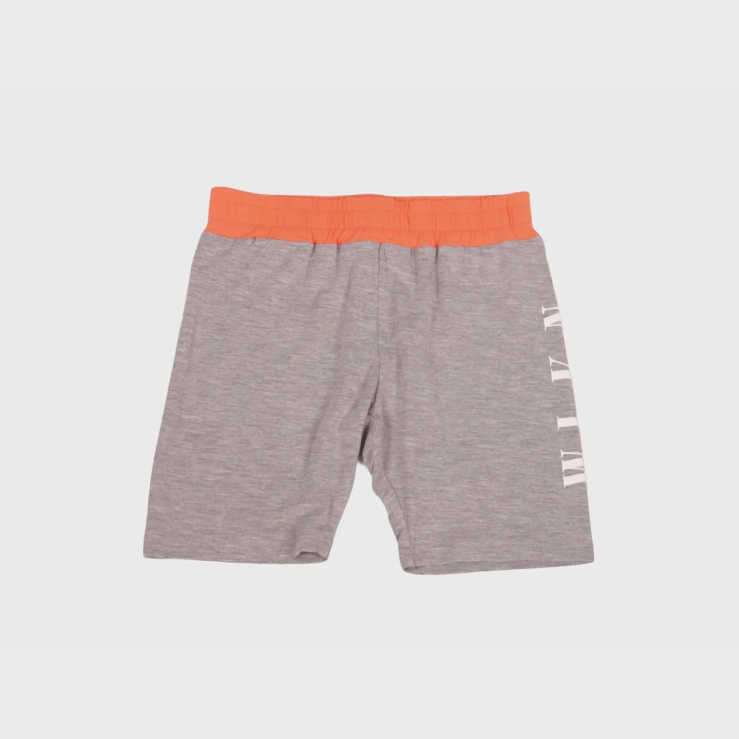 BIKER SHORTS HEATHER GREY ORANGE WAISTBAND WHITE SIDE LOGO / WPJ04