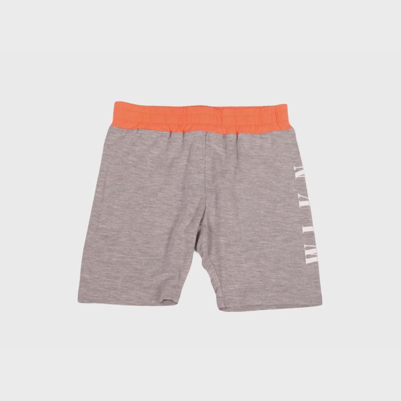 BIKER SHORTS HEATHER GREY ORANGE WAISTBAND WHITE SIDE LOGO / WPJ04