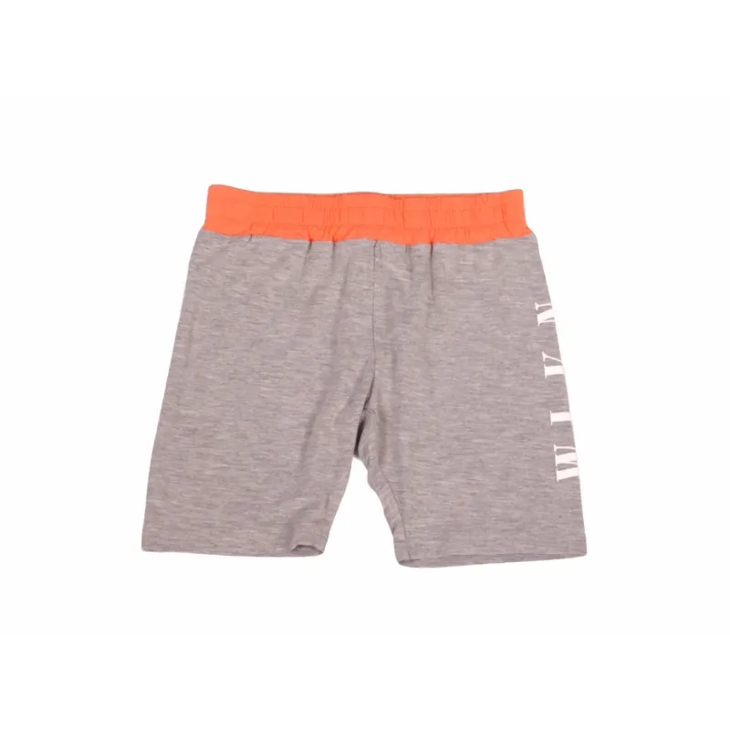 BIKER SHORTS HEATHER GREY ORANGE WAISTBAND WHITE SIDE LOGO / WPJ04