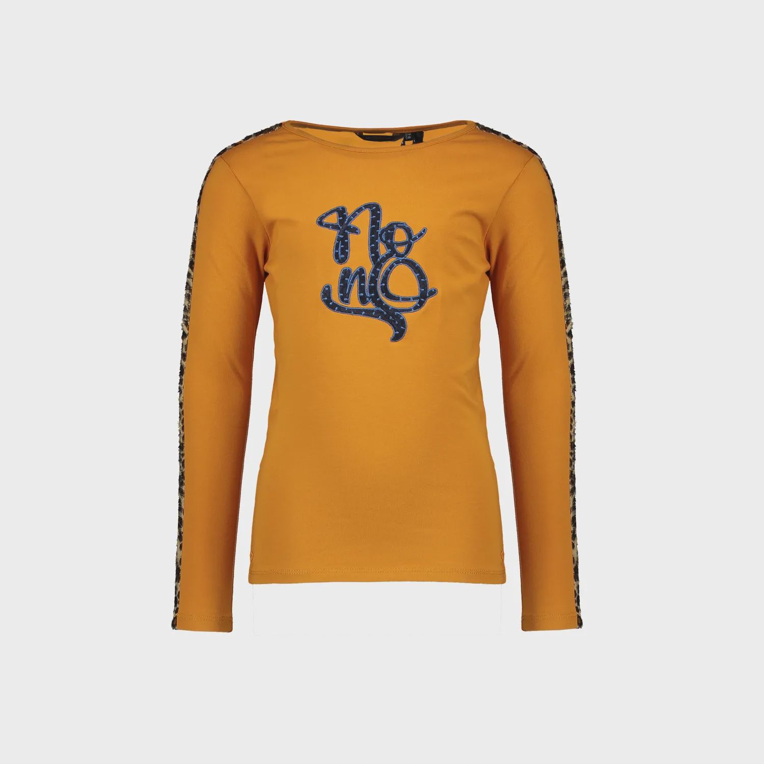 T SHIRT GOLD NAVY NONO EMBROIDERY & LEOPARD STRIPE / 5407