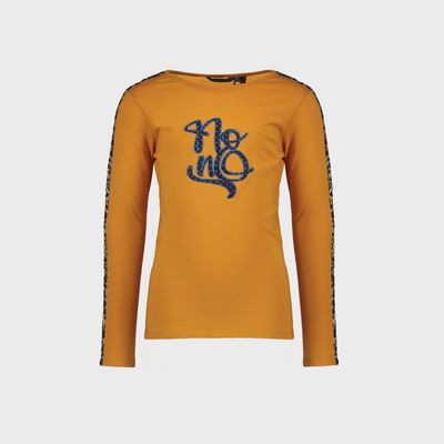 T SHIRT GOLD NAVY NONO EMBROIDERY & LEOPARD STRIPE / 5407
