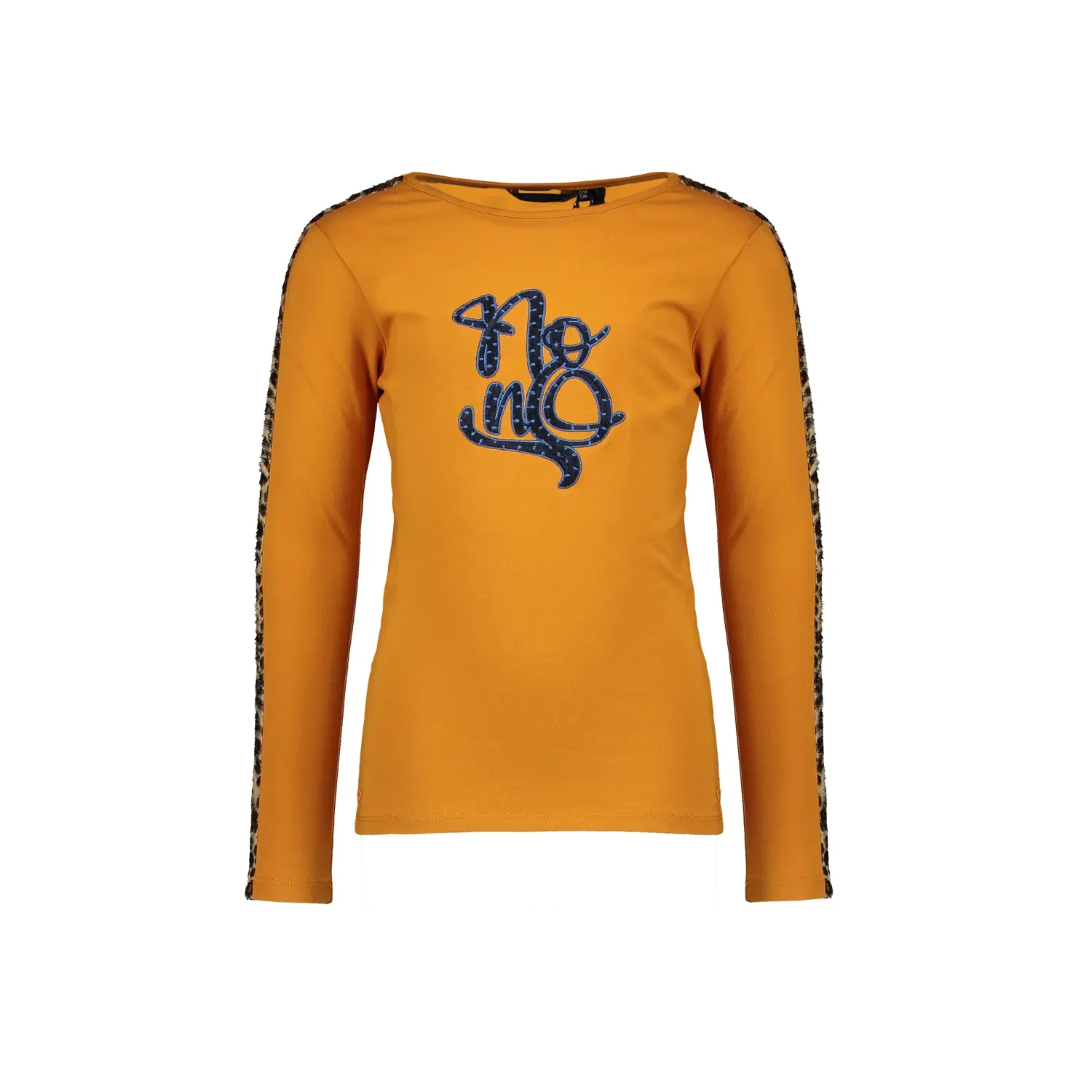 T SHIRT GOLD NAVY NONO EMBROIDERY & LEOPARD STRIPE / 5407