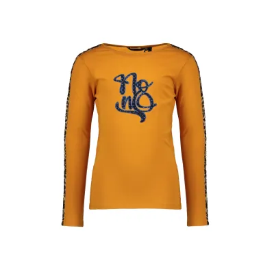 T SHIRT GOLD NAVY NONO EMBROIDERY & LEOPARD STRIPE / 5407