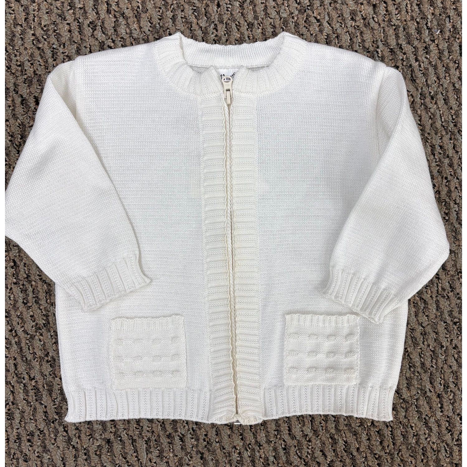 KNIT SWEATER CREAM ZIP CLOSURE 2 POCKETS COTTON / J806-60