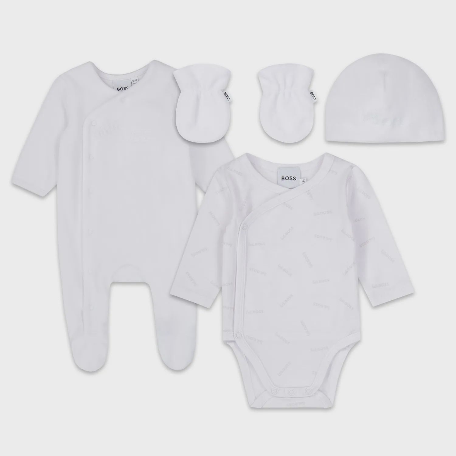 4 PC SLEEPER WHITE VELOUR SLEEPER & HAT & ONZIE & MITTENS / J98381