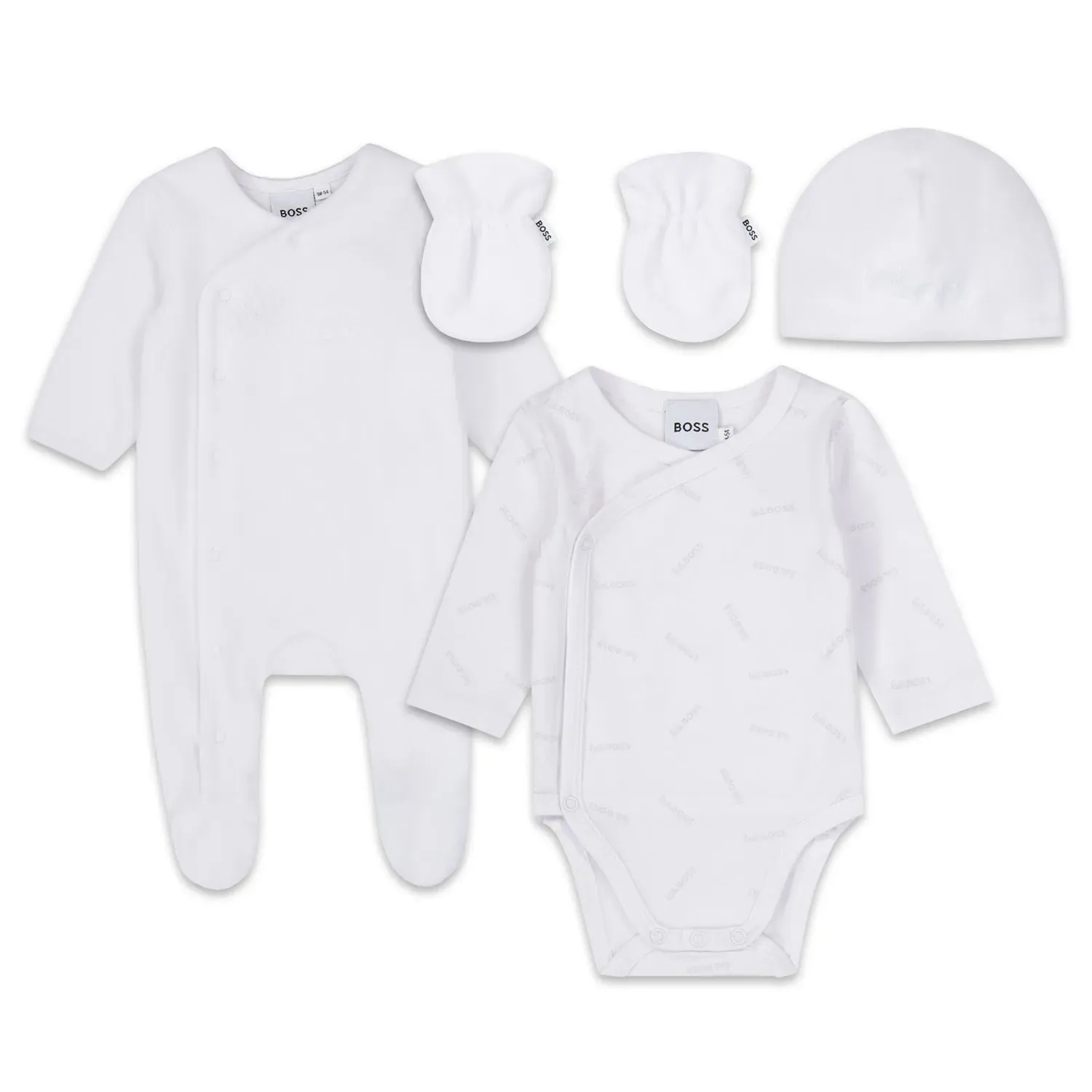 4 PC SLEEPER WHITE VELOUR SLEEPER & HAT & ONZIE & MITTENS / J98381