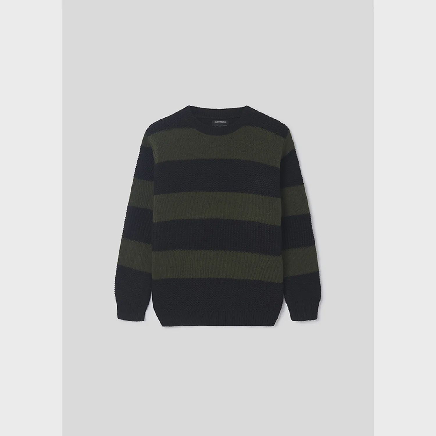 KNIT SWEATER GREEN & BLACK STRIPE / 7363