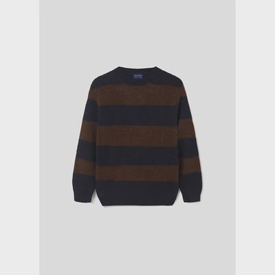 KNIT SWEATER BROWN & NAVY STRIPE / 7363