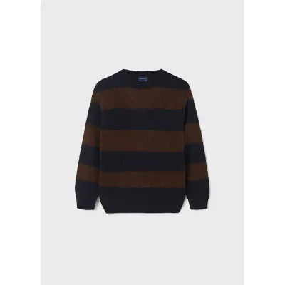 KNIT SWEATER BROWN & NAVY STRIPE / 7363