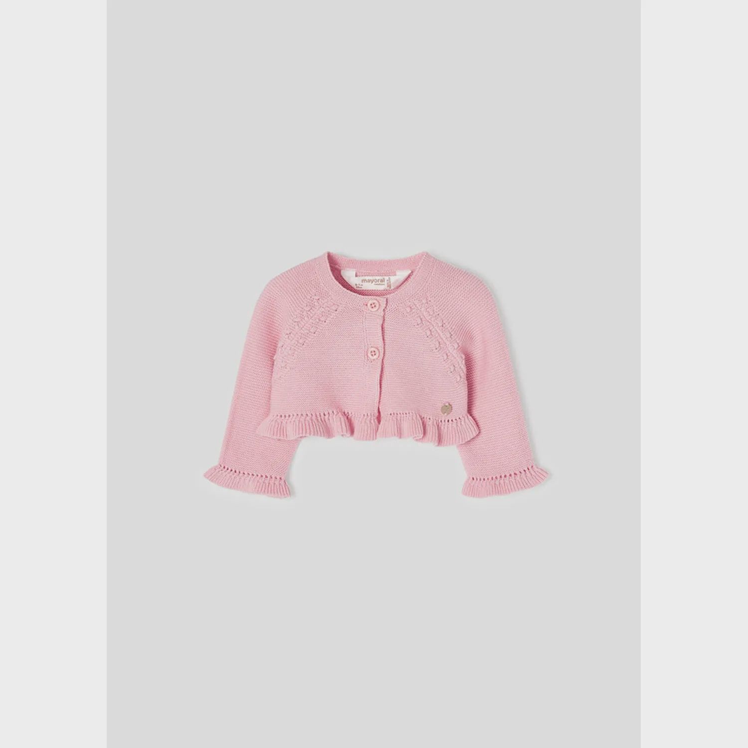 BOLERO CARDIGAN PINK KNIT SHORT FRILL EDGING / 2393