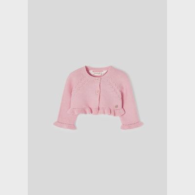 BOLERO CARDIGAN PINK KNIT SHORT FRILL EDGING / 2393