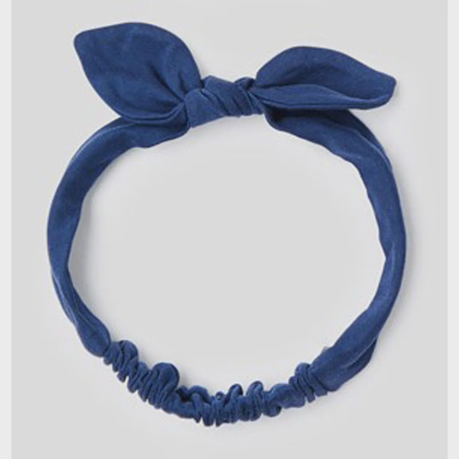 HEADBAND SOFT NAVY STRETCH BOW TRIM