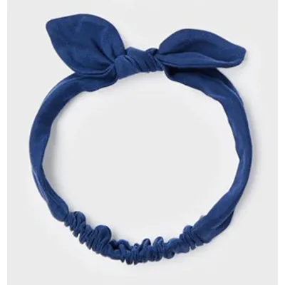 HEADBAND SOFT NAVY STRETCH BOW TRIM