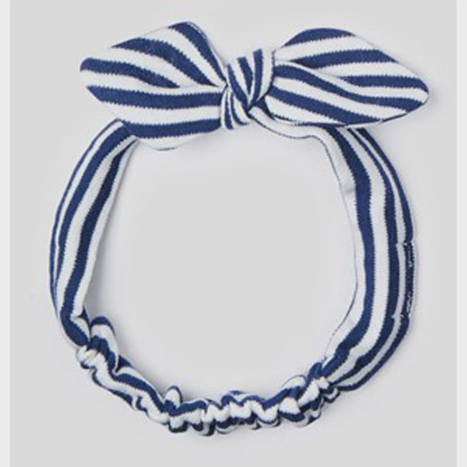 HEADBAND NAVY & WHITE STRIPE SOFT STRETCH BOW TRIM