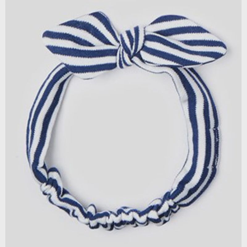 HEADBAND NAVY & WHITE STRIPE SOFT STRETCH BOW TRIM