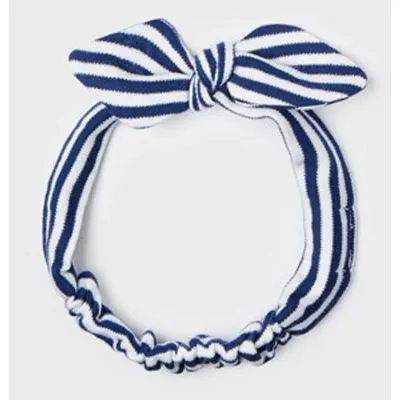 HEADBAND NAVY & WHITE STRIPE SOFT STRETCH BOW TRIM