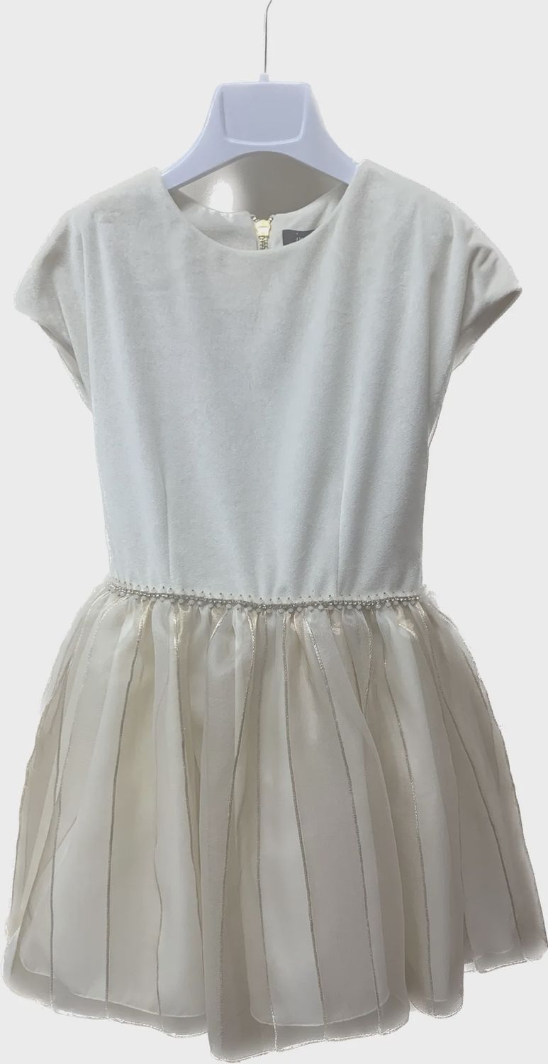 DRESS CREAM VELVET & JACQUARD SKIRT MULTI COLORED / TAMARA