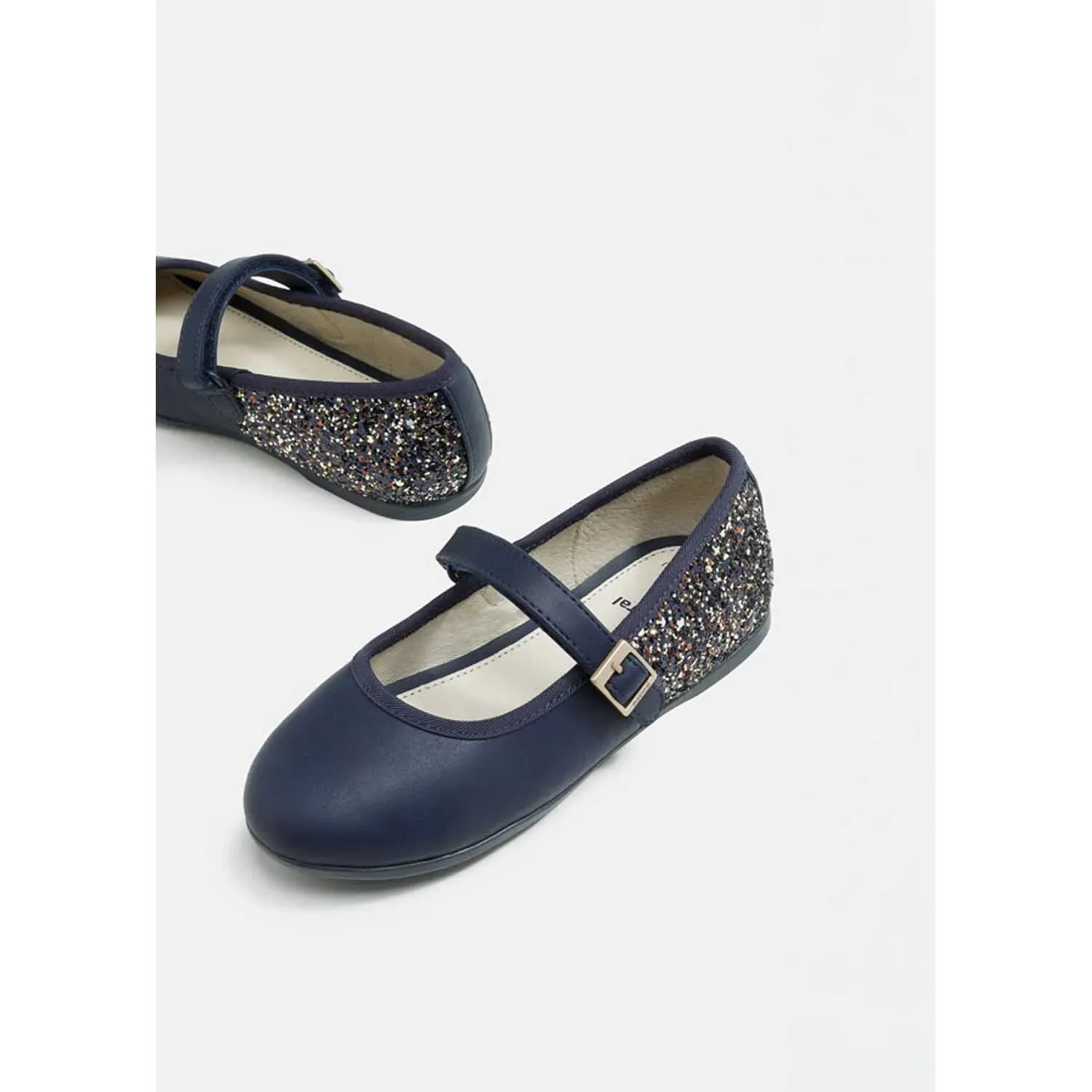 SHOE NAVY GLITTER BUCKLE STRAP MARY JANE / 44301