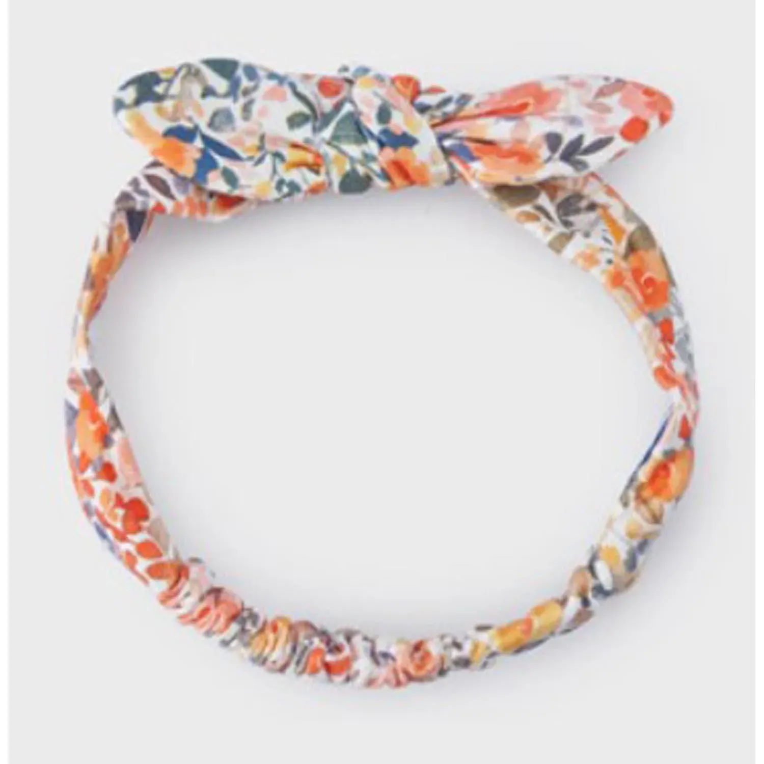HEADBAND ORANGE FLORAL SOFT STRETCH BOW TRIM