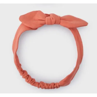 HEADBAND ORANGE SOFT STRETCH BOW TRIM