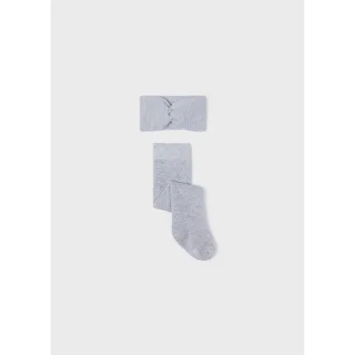 TIGHTS & HEADBAND SILVER SHIMMER / 9528