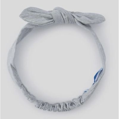 HEADBAND GREY SOFT STRETCH BOW TRIM / 10293