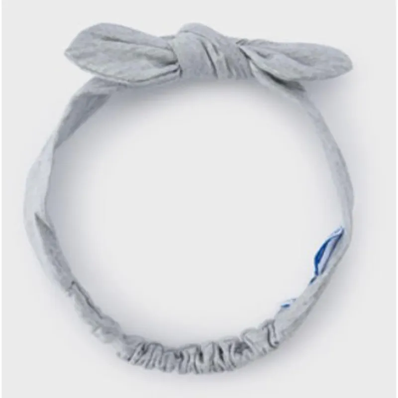 HEADBAND GREY SOFT STRETCH BOW TRIM / 10293