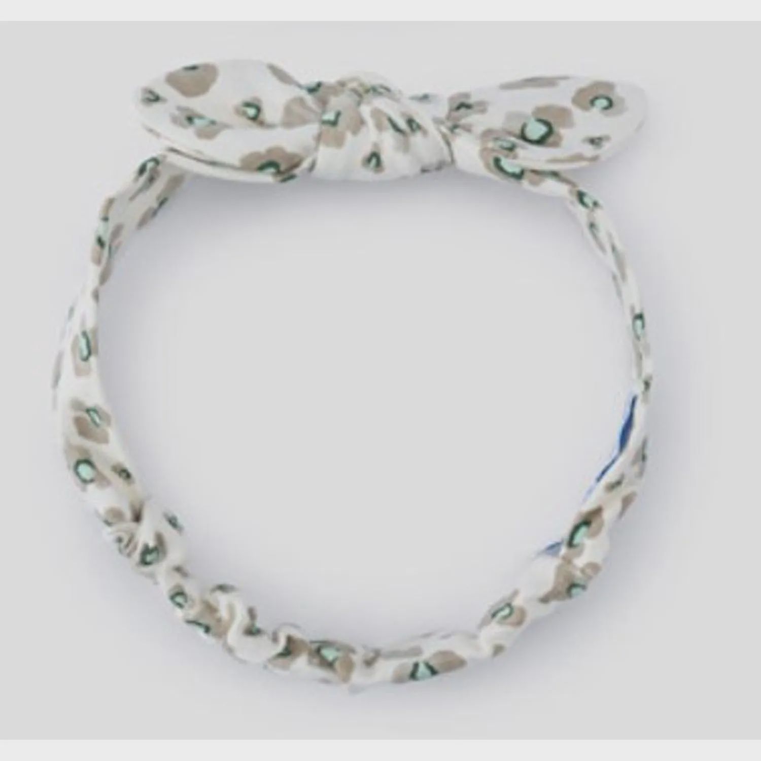 HEADBAND CREAM SAND PRINT SOFT STRETCH BOW TRIM