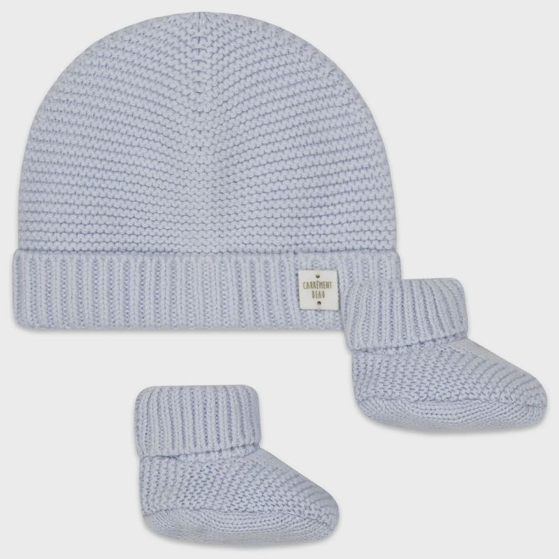 2 PC KNIT HAT & BOOTIES PALE BLUE / Y98180