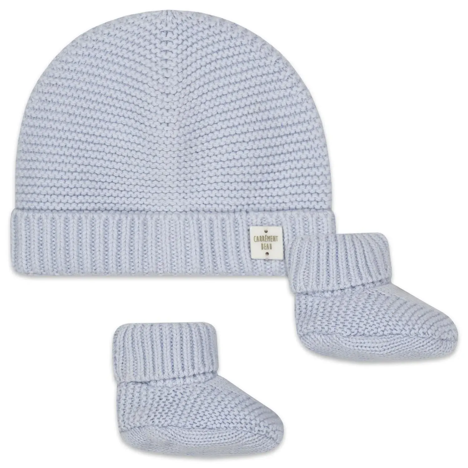 2 PC KNIT HAT & BOOTIES PALE BLUE / Y98180