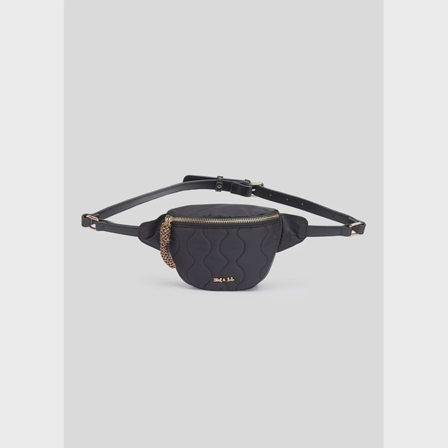 SATIN WAIST BAG CHARCOAL BLACK / 5962