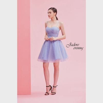 DRESS LILAC SPARKLY TULLE PLEATED BODICE WOMEN'S SIZE / J16075