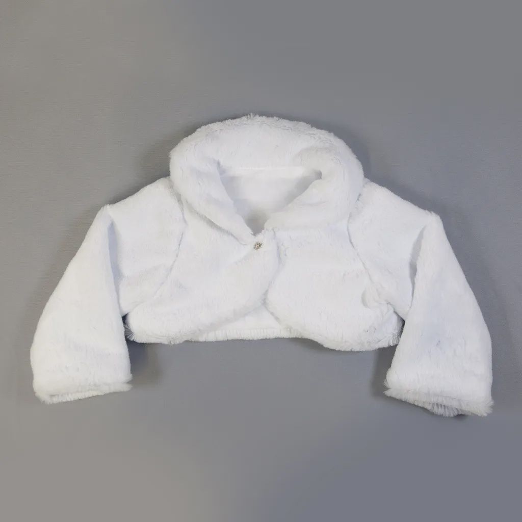 BOLERO WHITE SHORT FAUX FUR BUTTON CLOSURE / SKC35