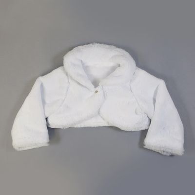 BOLERO WHITE SHORT FAUX FUR BUTTON CLOSURE / SKC35