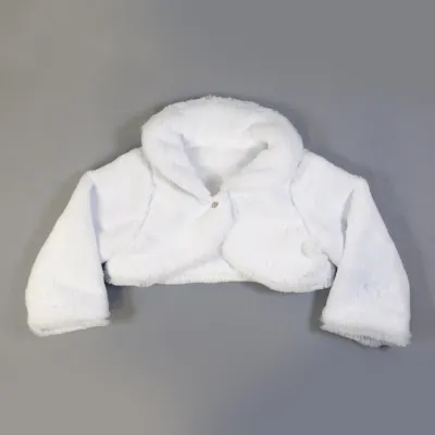 BOLERO WHITE SHORT FAUX FUR BUTTON CLOSURE / SKC35