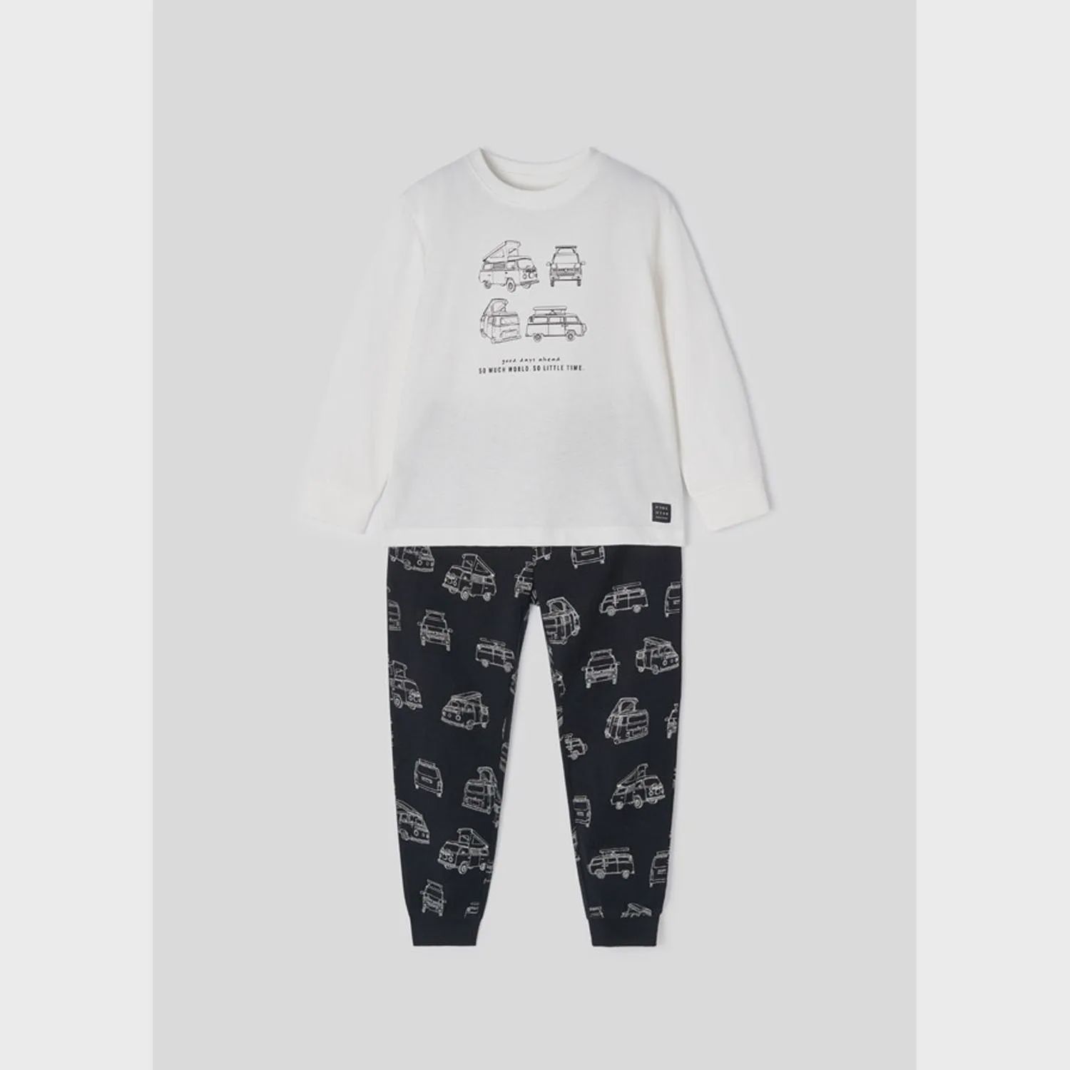 2 PC LOUNGEWEAR SET WHITE & BLACK CAR PRINT / 4754