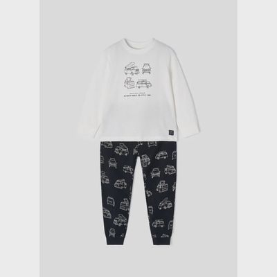 2 PC LOUNGEWEAR SET WHITE & BLACK CAR PRINT / 4754