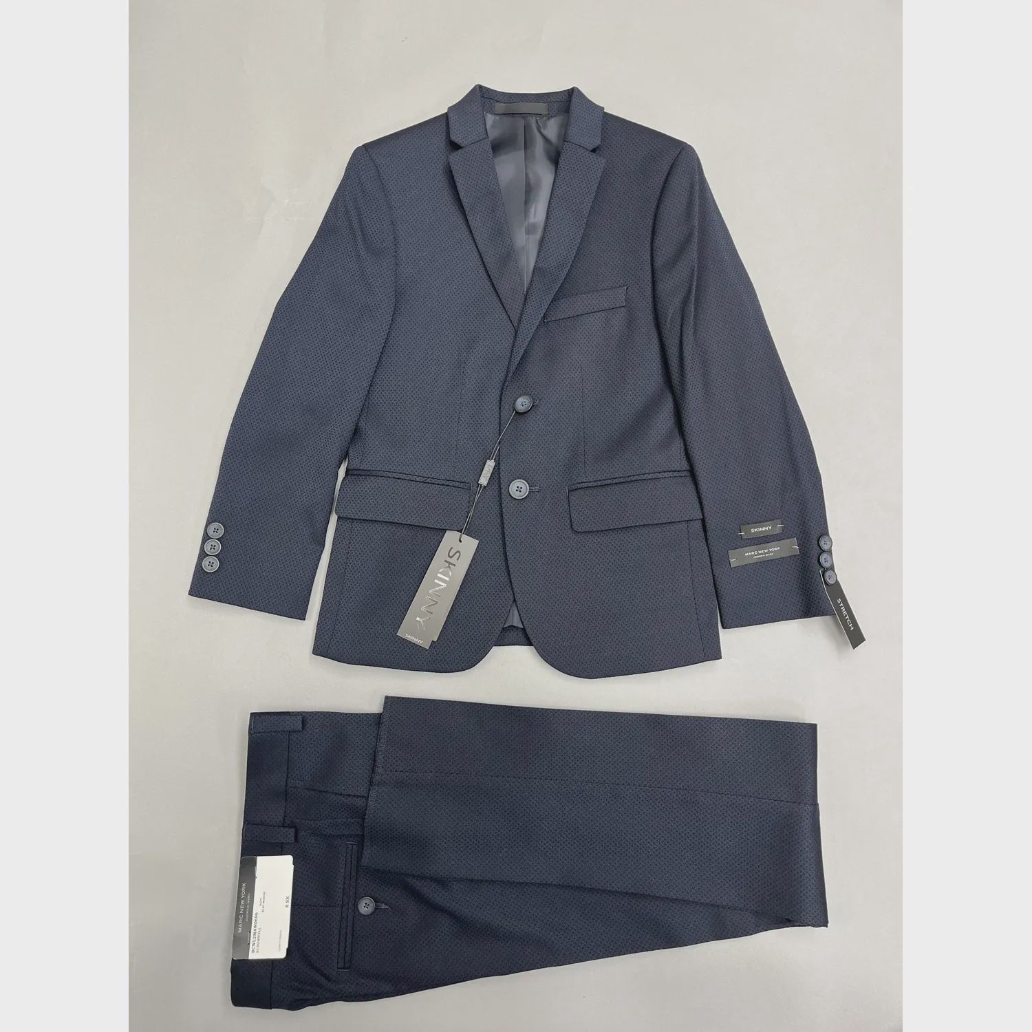 2 PC SUIT NAVY SKINNY FIT TEXTURED TONE ON TONE / BCWL2MAW0696