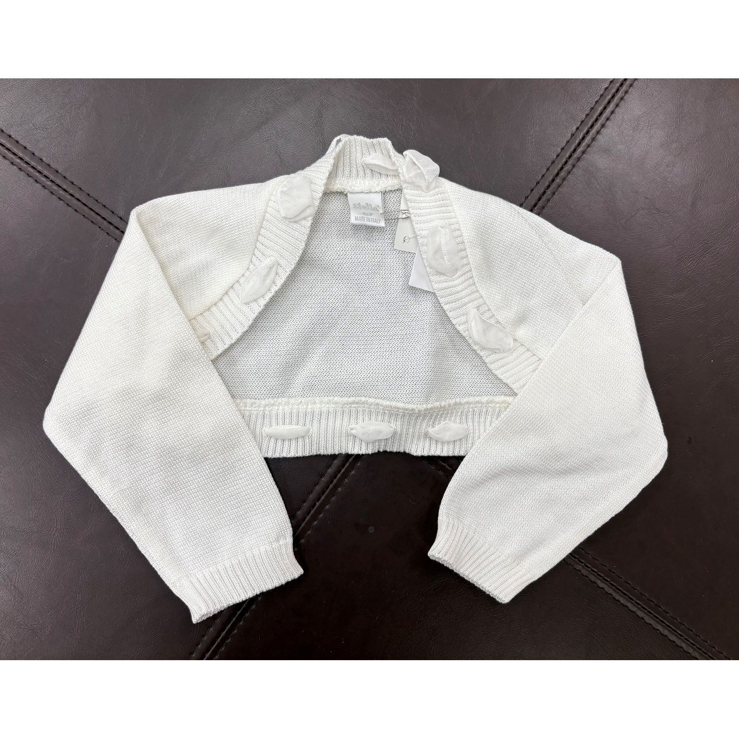 BOLERO CARDIGAN PANNA IVORY RIBBON TRIM / 2645