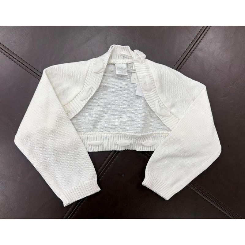 BOLERO CARDIGAN PANNA IVORY RIBBON TRIM / 2645