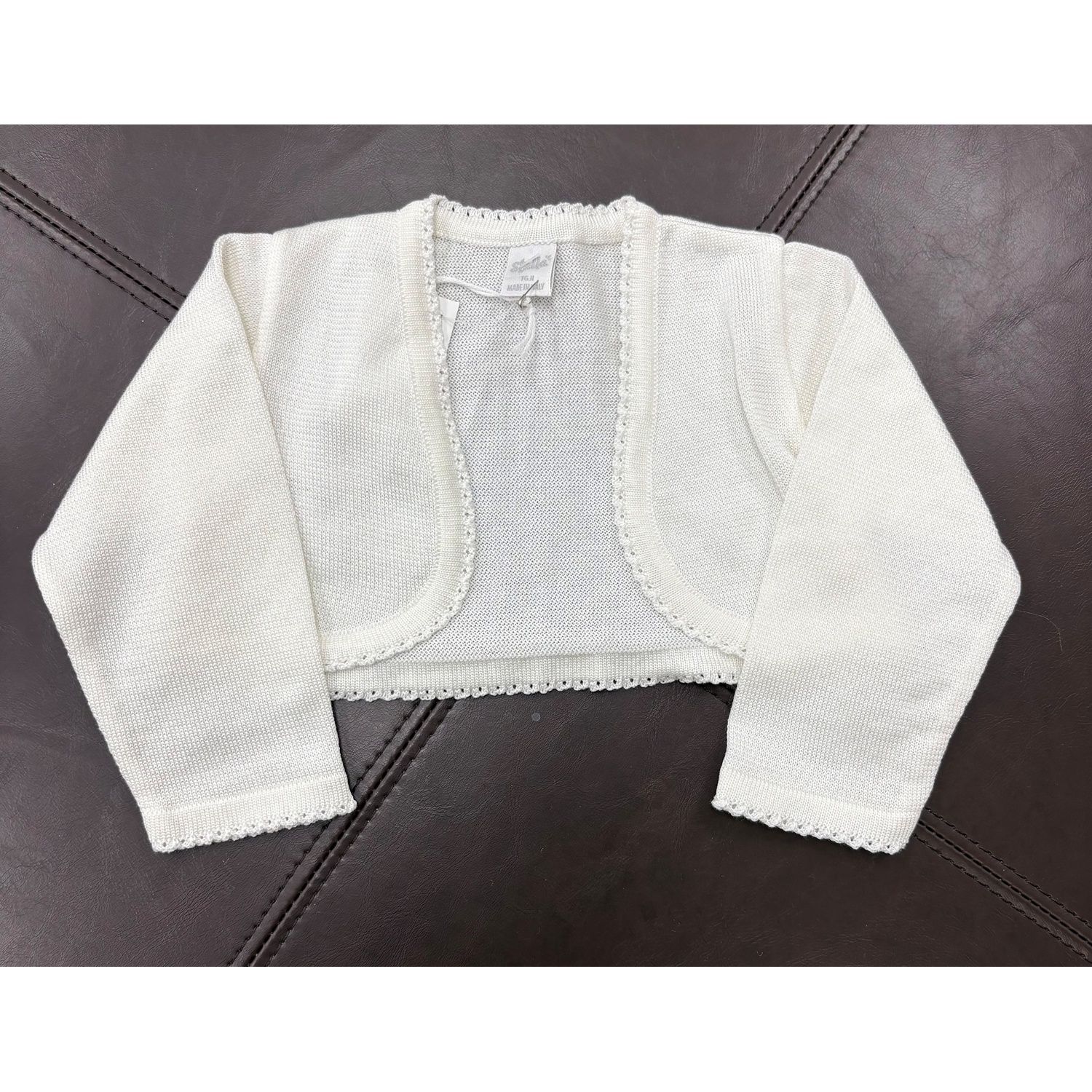 BOLERO CARDIGAN IVORY PANNA SMALL CROCHET EDGING / 18745