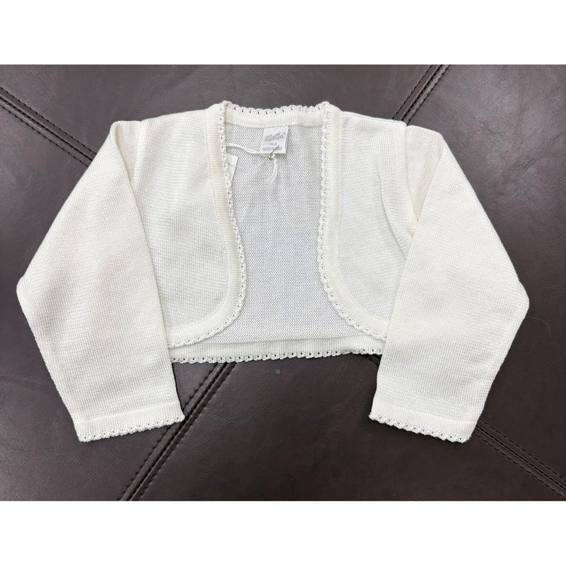 BOLERO CARDIGAN IVORY PANNA SMALL CROCHET EDGING / 18745