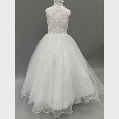GOWN WHITE EMBROIDERED SEQUIN BODICE HEART BACK TULLE SKIRT / FG1907